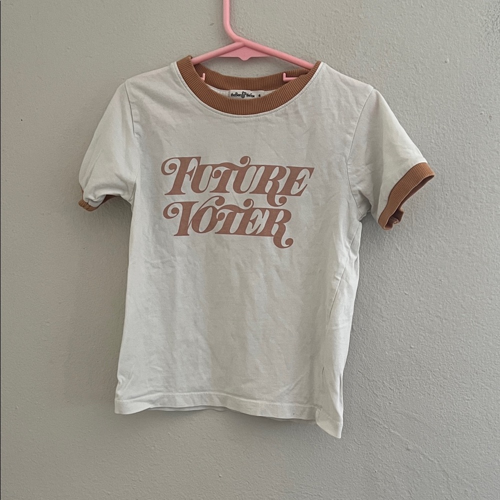 Bee and the Fox Future Voter Graphic Tee - Cream with Brown Trim